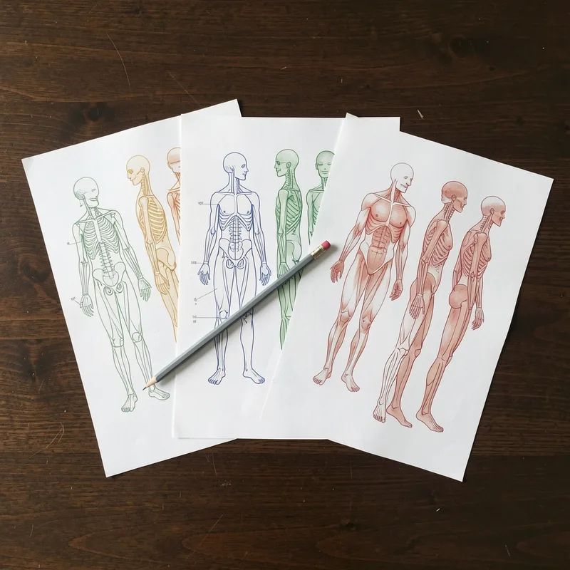 Trois planches de réflexologie aux tracés et couleurs différents posées côte à côte